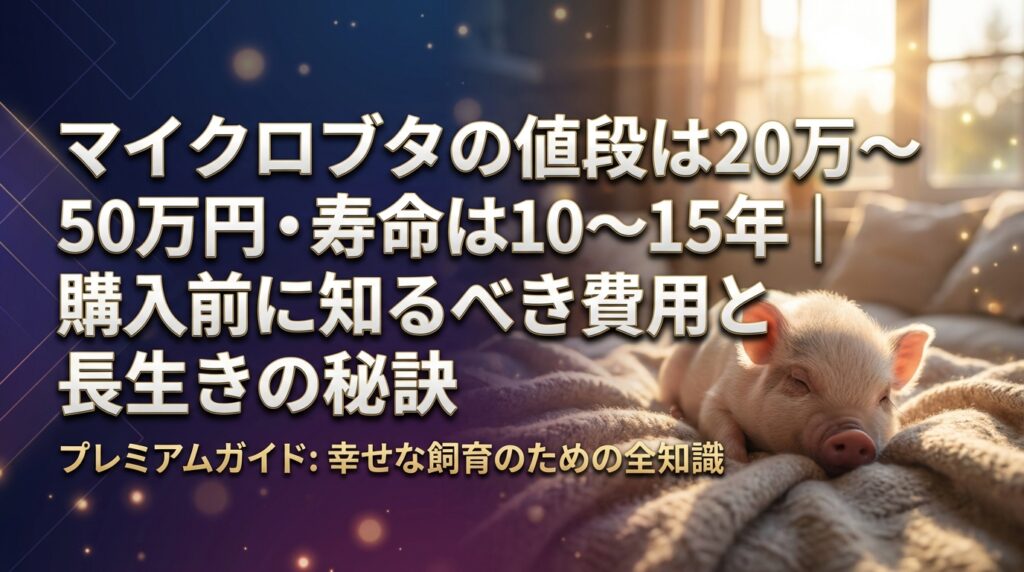 マイクロブタの値段は20万〜50万円・寿命は10〜15年｜購入前に知るべき費用と長生きの秘訣