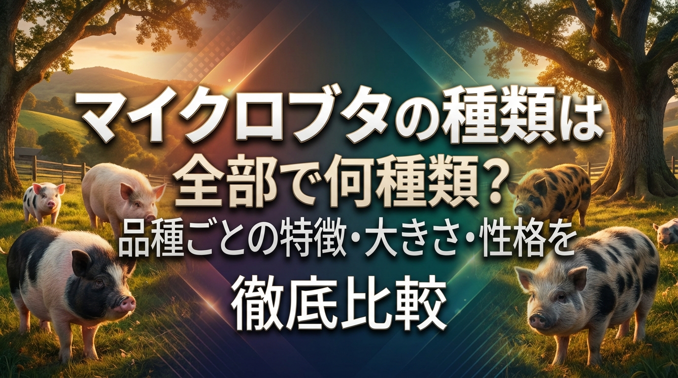 マイクロブタの種類は全部で何種類？品種ごとの特徴・大きさ・性格を徹底比較
