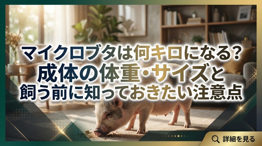 マイクロブタは何キロになる？成体の体重・サイズと飼う前に知っておきたい注意点