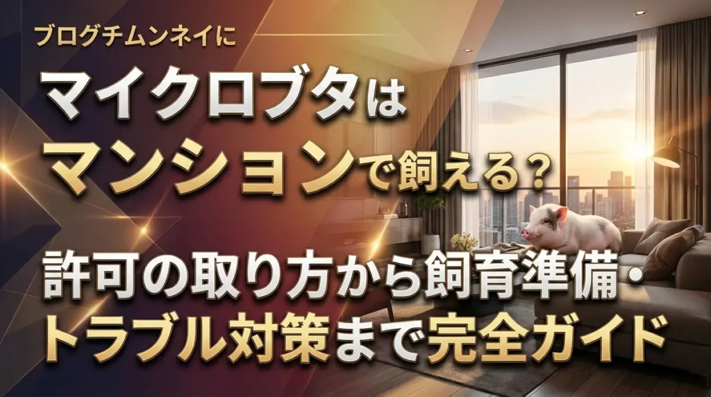 マイクロブタはマンションで飼える？許可の取り方から飼育準備・トラブル対策まで完全ガイド