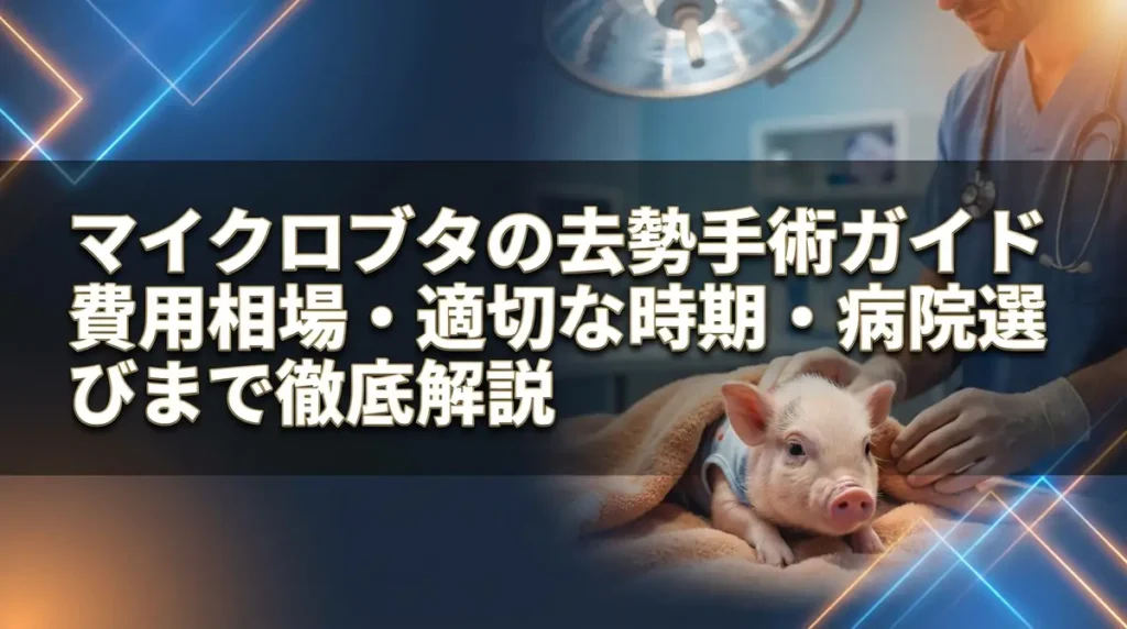 マイクロブタの去勢手術ガイド｜費用相場・適切な時期・病院選びまで徹底解説